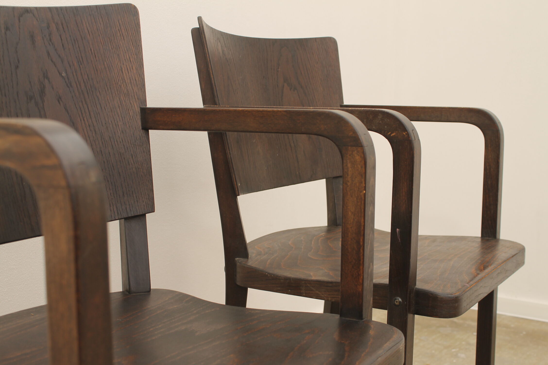 Bentwood writing desk armchairs, 1950s, Czechoslovakia