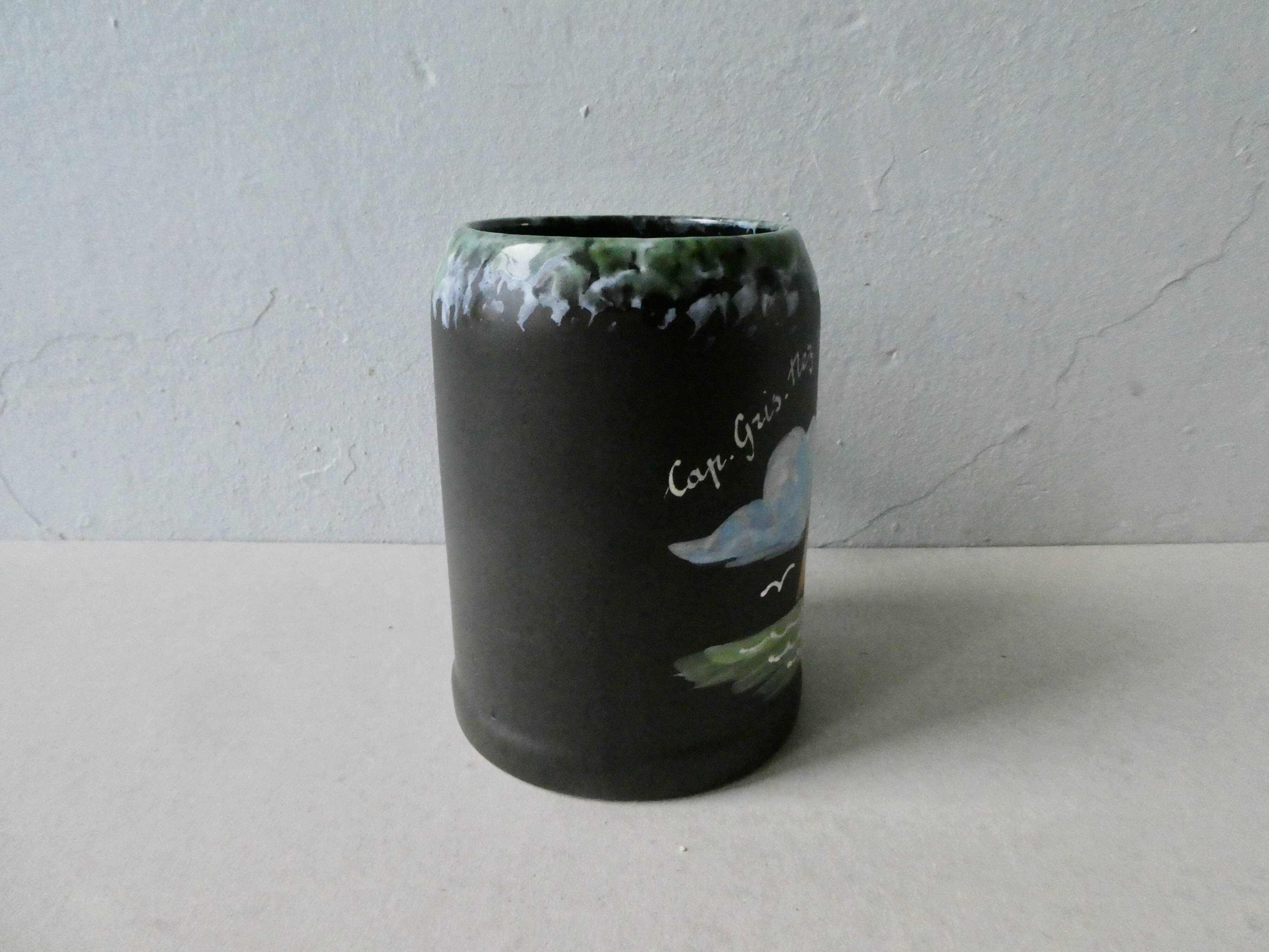Ceramic mug Cap Gris Nez by Gabriel Fourmaintraux, 50s