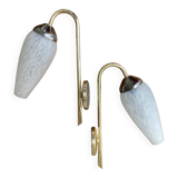 Pair of 50s gold and speckled globe wall lights