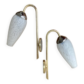 Pair of 50s gold and speckled globe wall lights