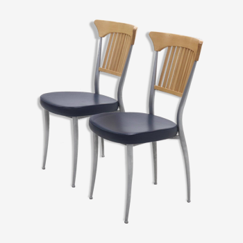 Set of 2 Italian Design Post Modern Dining Chairs by Fasem 1990s