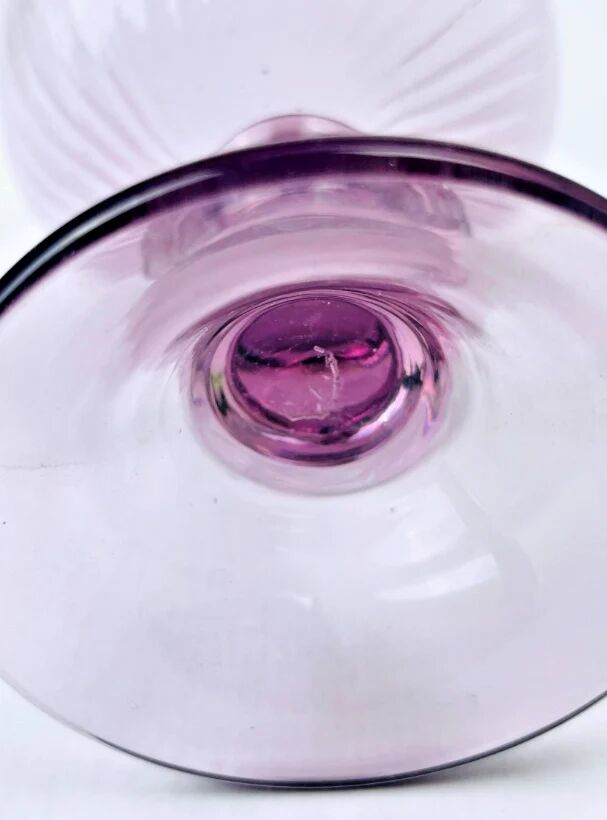 Set of 6 purple crystal wine glasses from the 70s/80s.