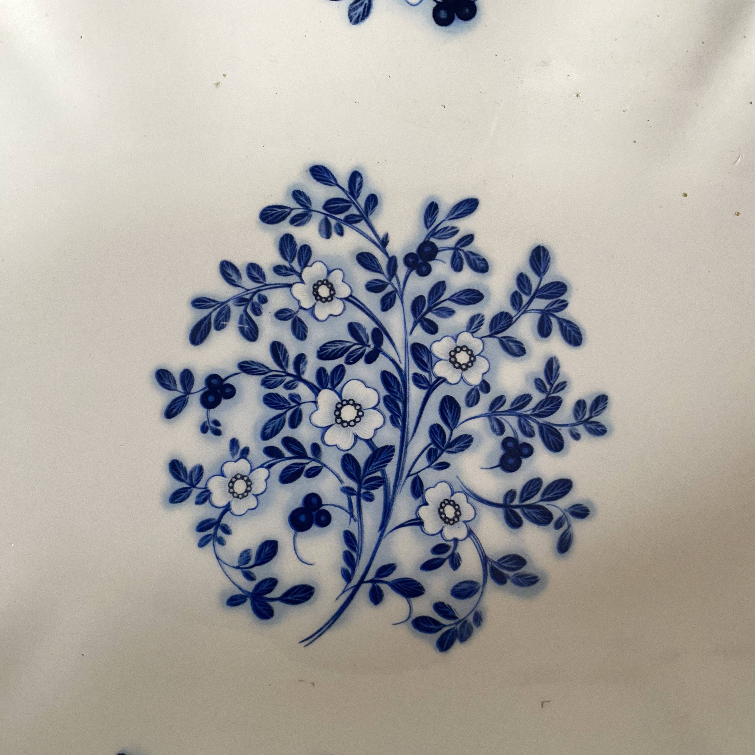 Luneville porcelain bowls with blue flowers