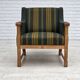 1970s, Danish armchair, green furniture wool, solid oak wood.