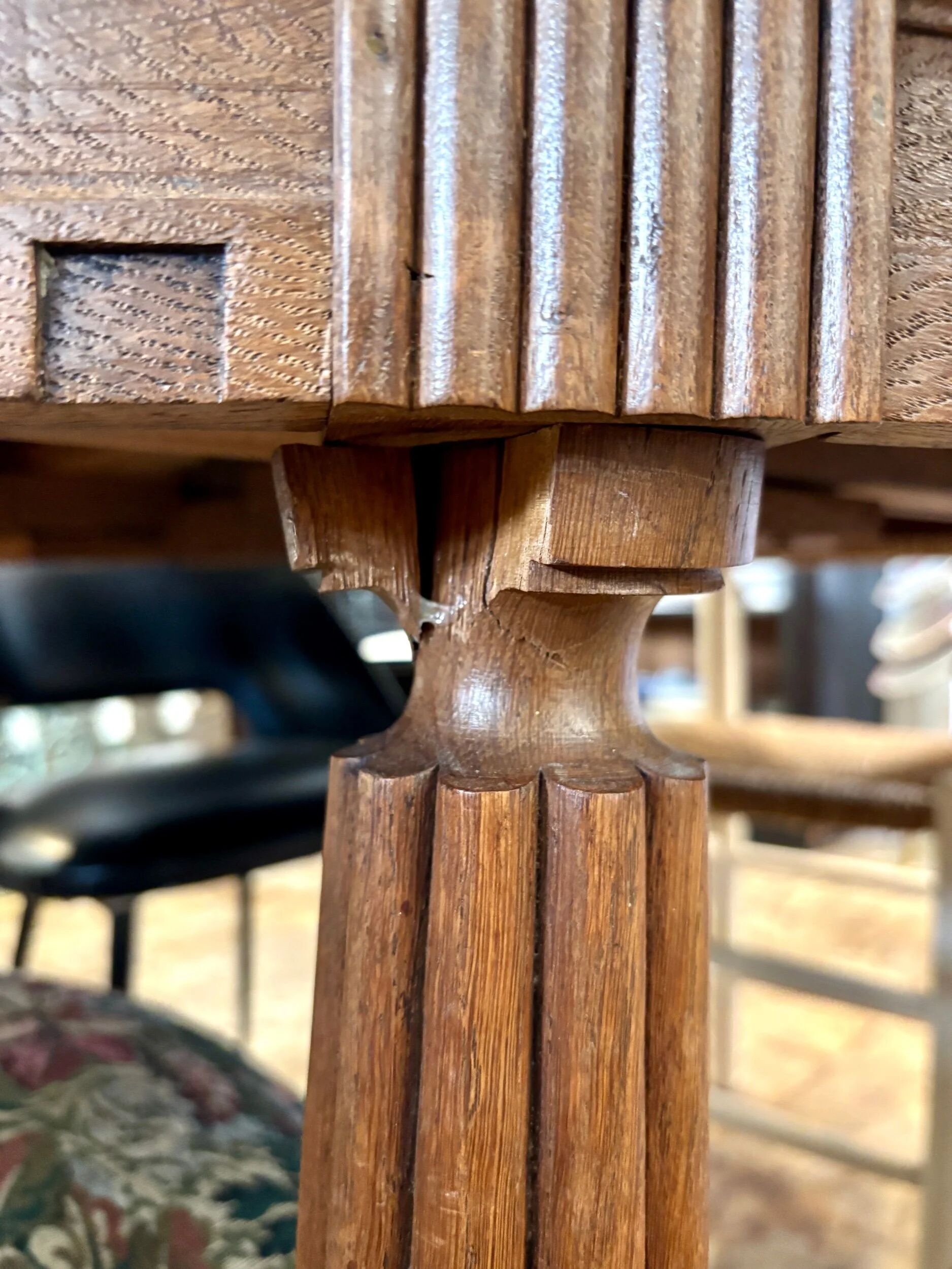 Dark wood dining table