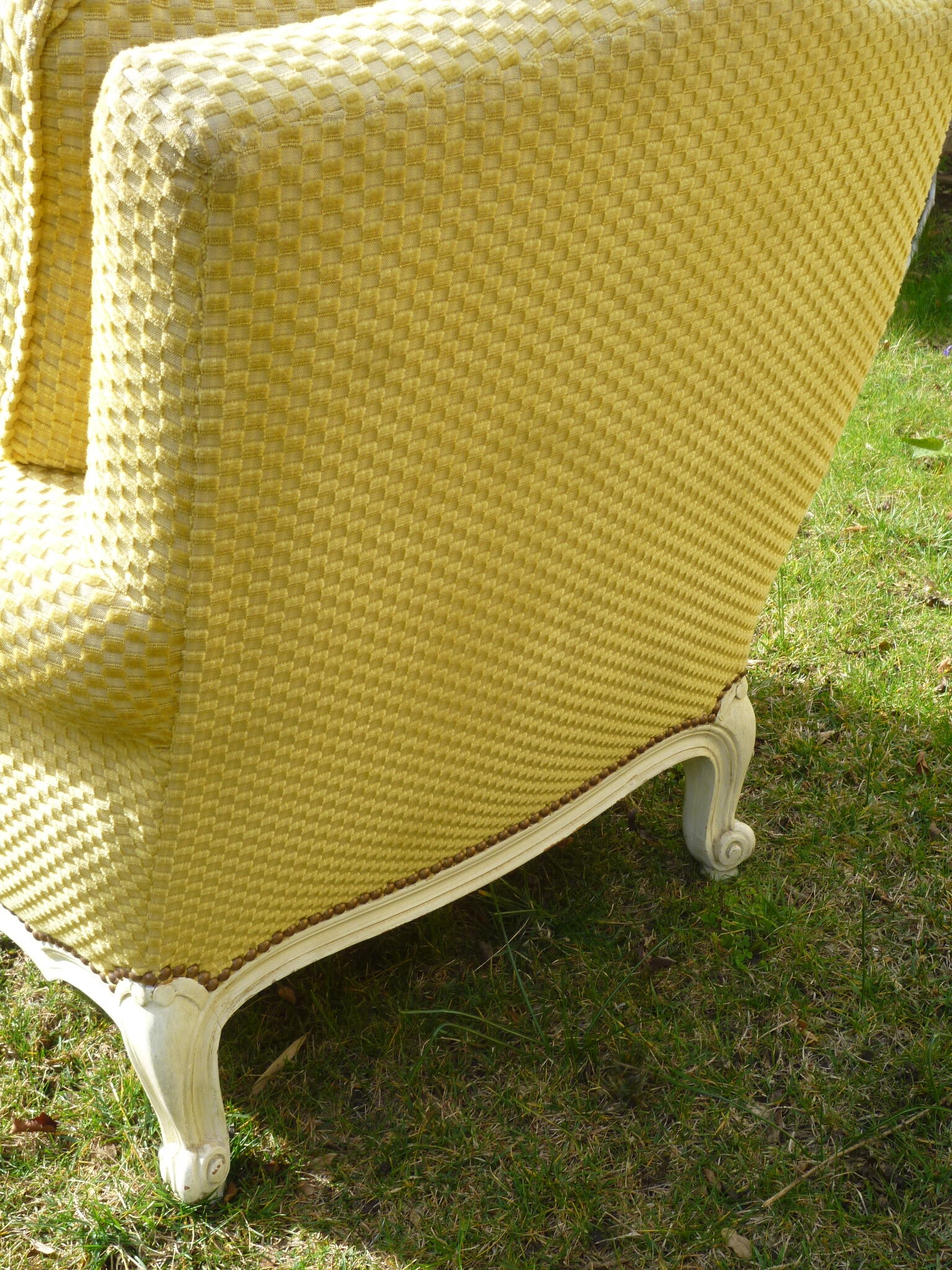 Set two chairs shabby chic fabric yellow