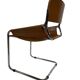 vintage dining room chair in cognac leather and chrome 1970s Italy