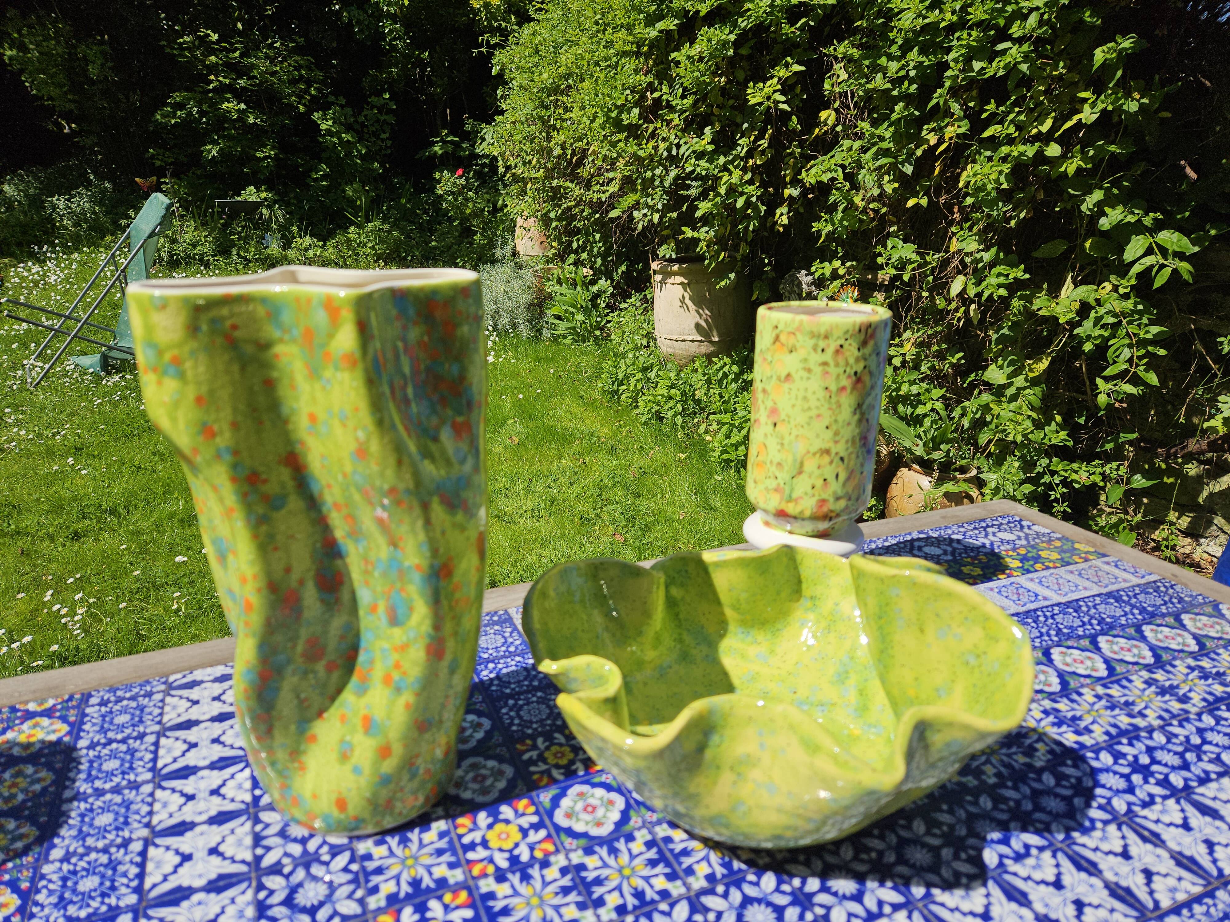 Frog ceramic fruit basket or salad bowl