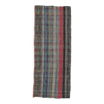 Kilim Red Brown Striped Pattern Vintage Kilim Rug, 93x232Cm