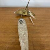 Antique wall lamp  brass + vintage glass tulip