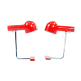 Pair of red metal & chrome table lamps by Josef Hurka for Napako circa 1960