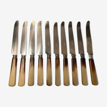 Set de 10 couteaux bakélite bicolore