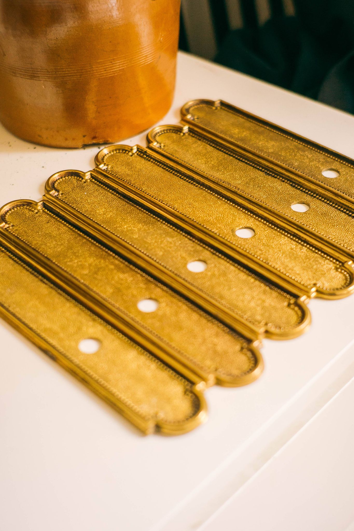 6 Vintage Solid Brass Door Plates Wall Hanging