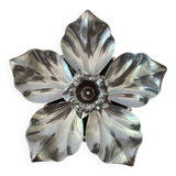 Silver metal flower ashtray candle holder