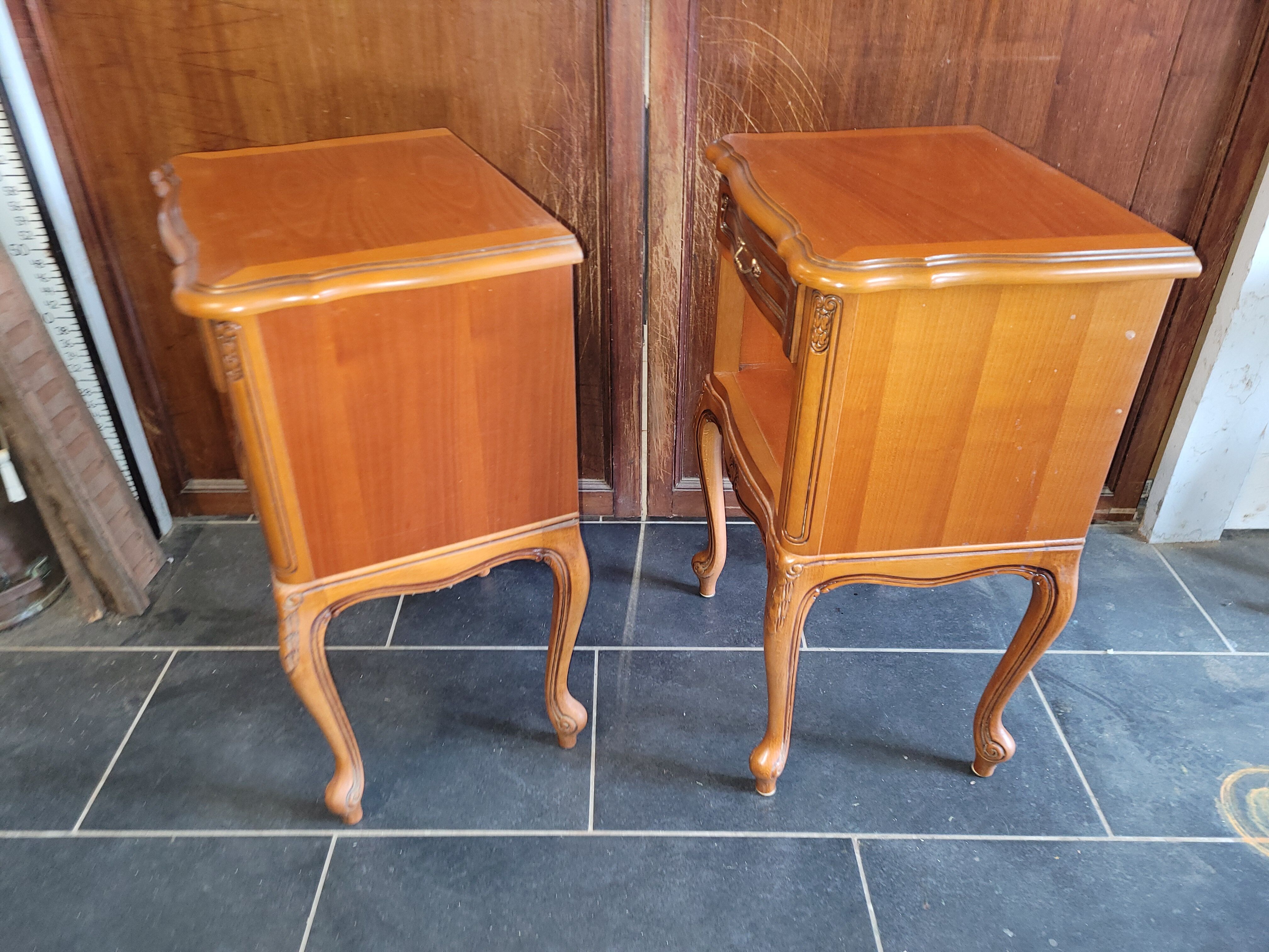 Pair of Louis XV style oak bedside table