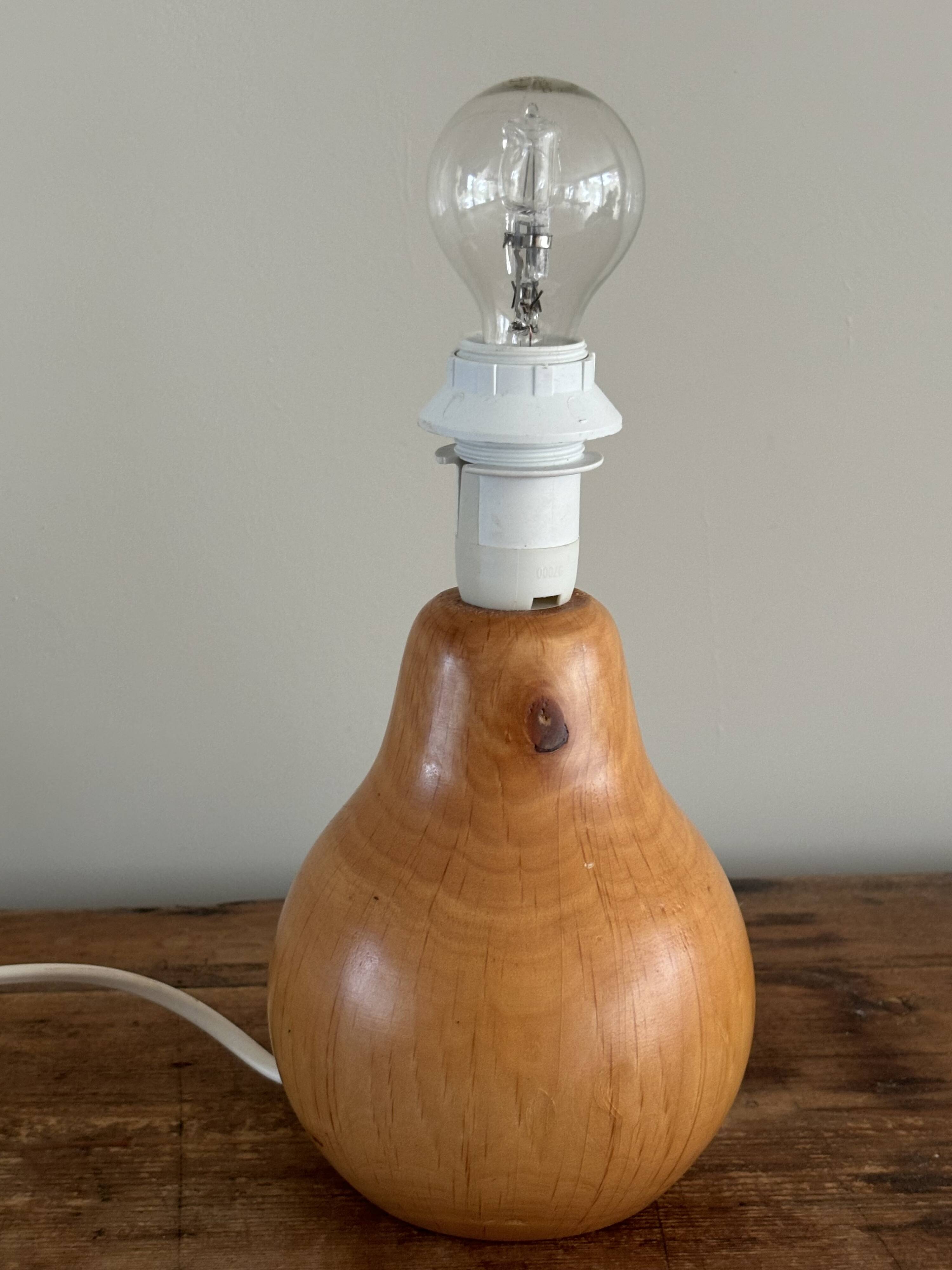 vintage wooden lamp small model with fabric shade 80's design