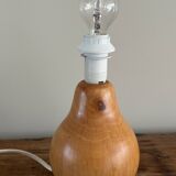 vintage wooden lamp small model with fabric shade 80's design