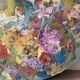 Huile sur toile ovale « Fleurs »