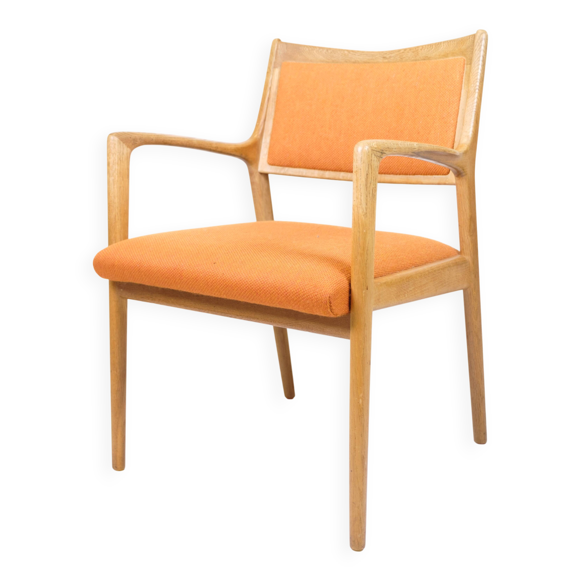 Armchair - Oak - Upholstered in orange fabric - Karl Erik Ekselius - JOC Vetlanda - Swedish design - 1960s