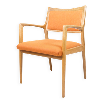Fauteuil - Chêne - Rembourré en tissu orange - Karl Erik Ekselius - JOC Vetlanda - Design suédois - Années 1960