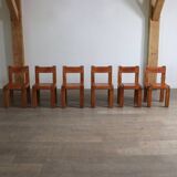 Set of 6 Pierre Chapo S11 Dining Chairs, France, 1960s