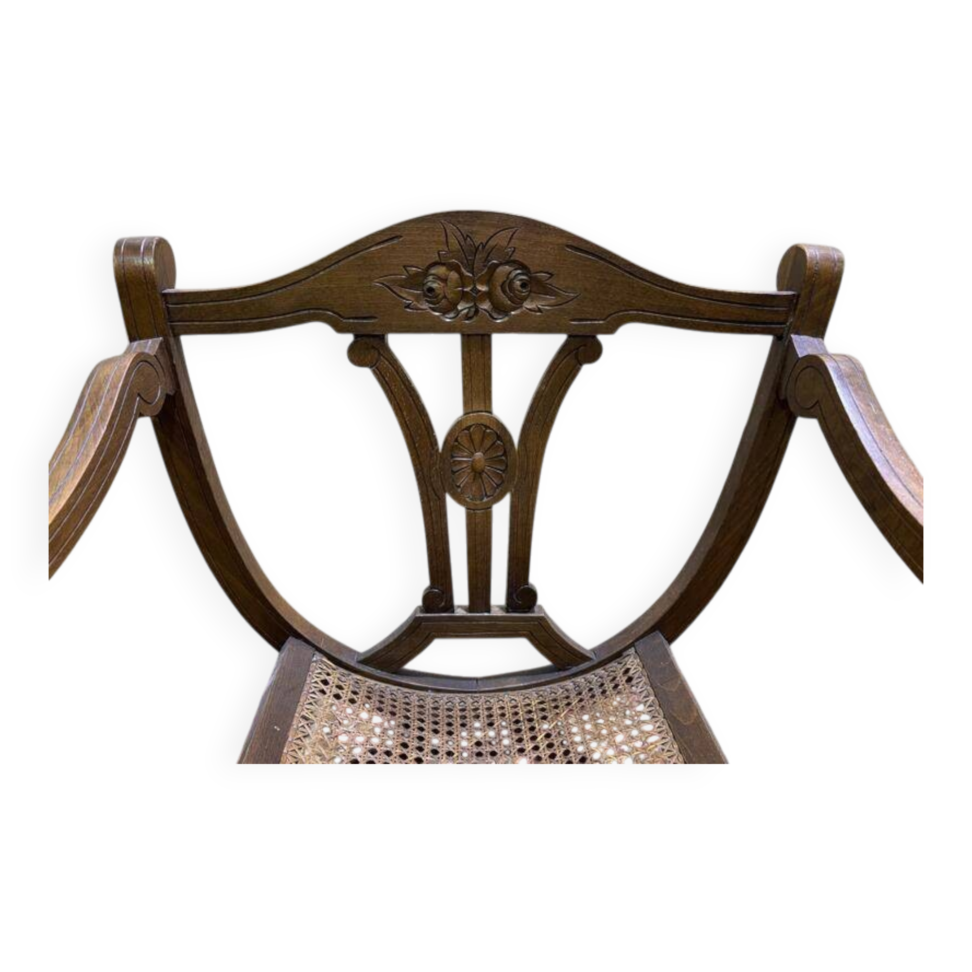 Fauteuil curule , assise cannée