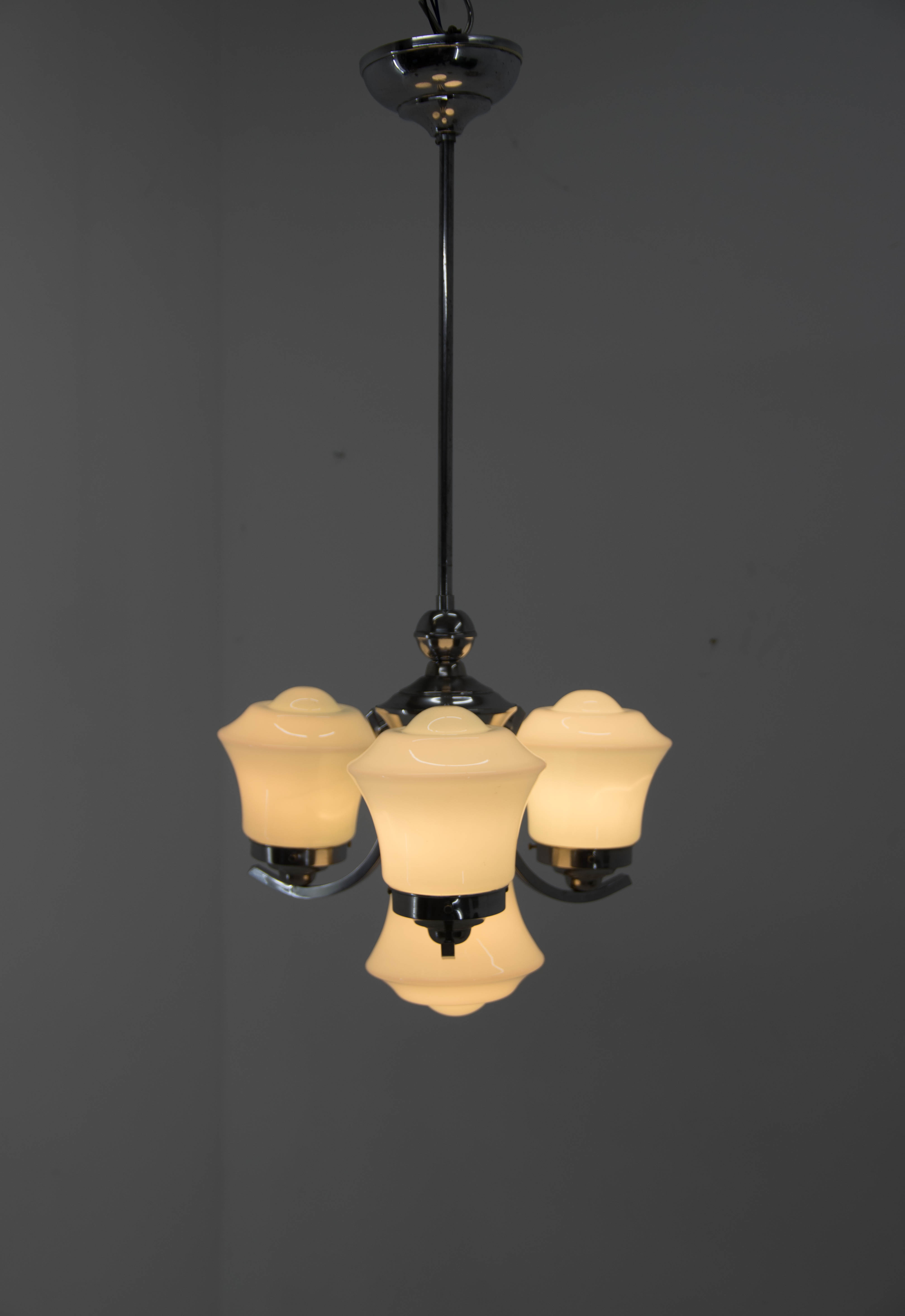 Blue art deco chandelier, 1930s