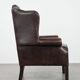 Brown cowhide leather Chesterfield wingback armchair in English style