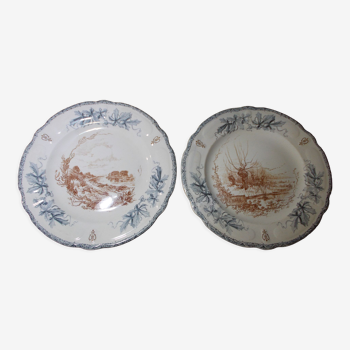 2 assiettes faience Choisy le Roi Louis XIII