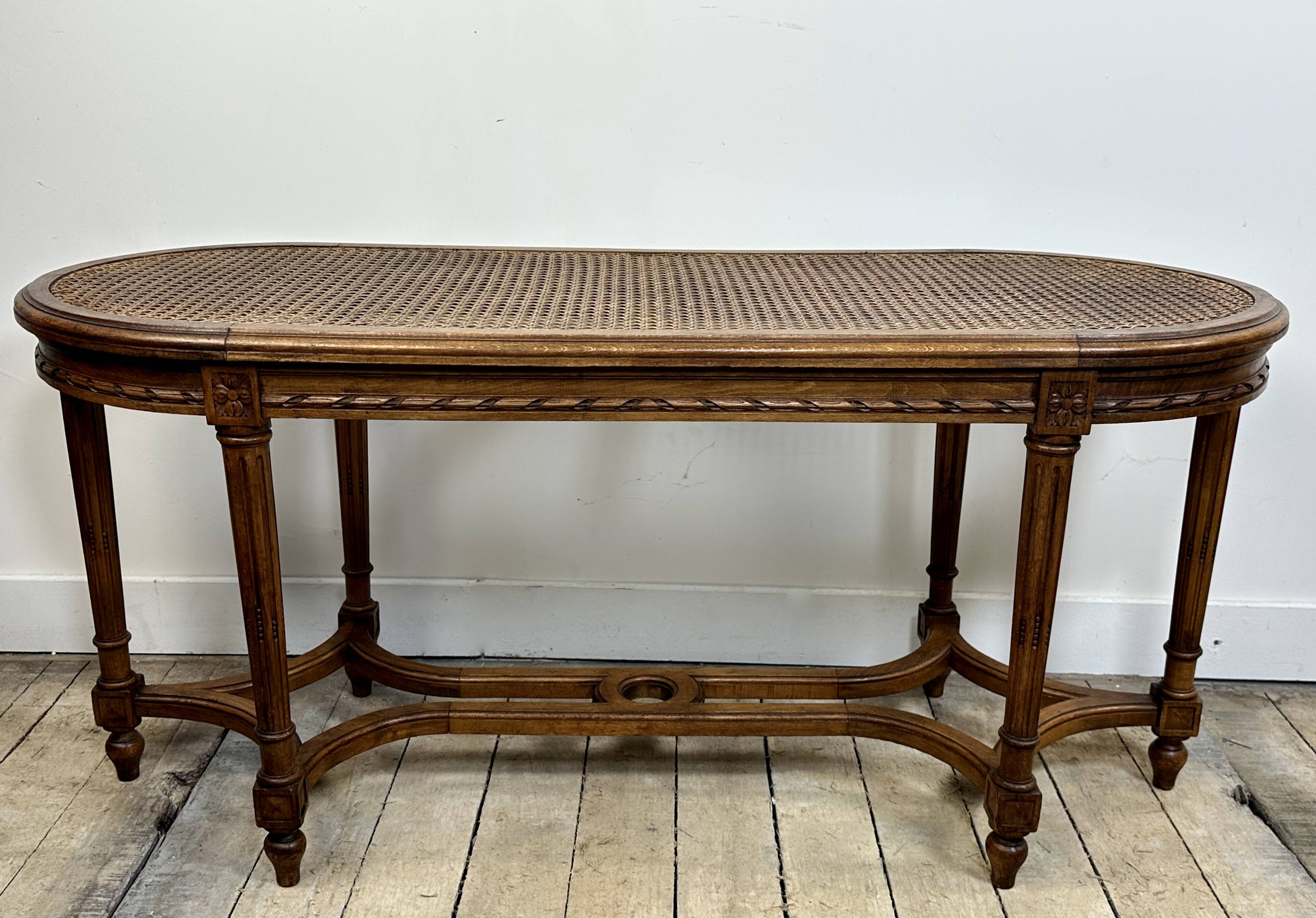 Louis XVI style walnut piano bench