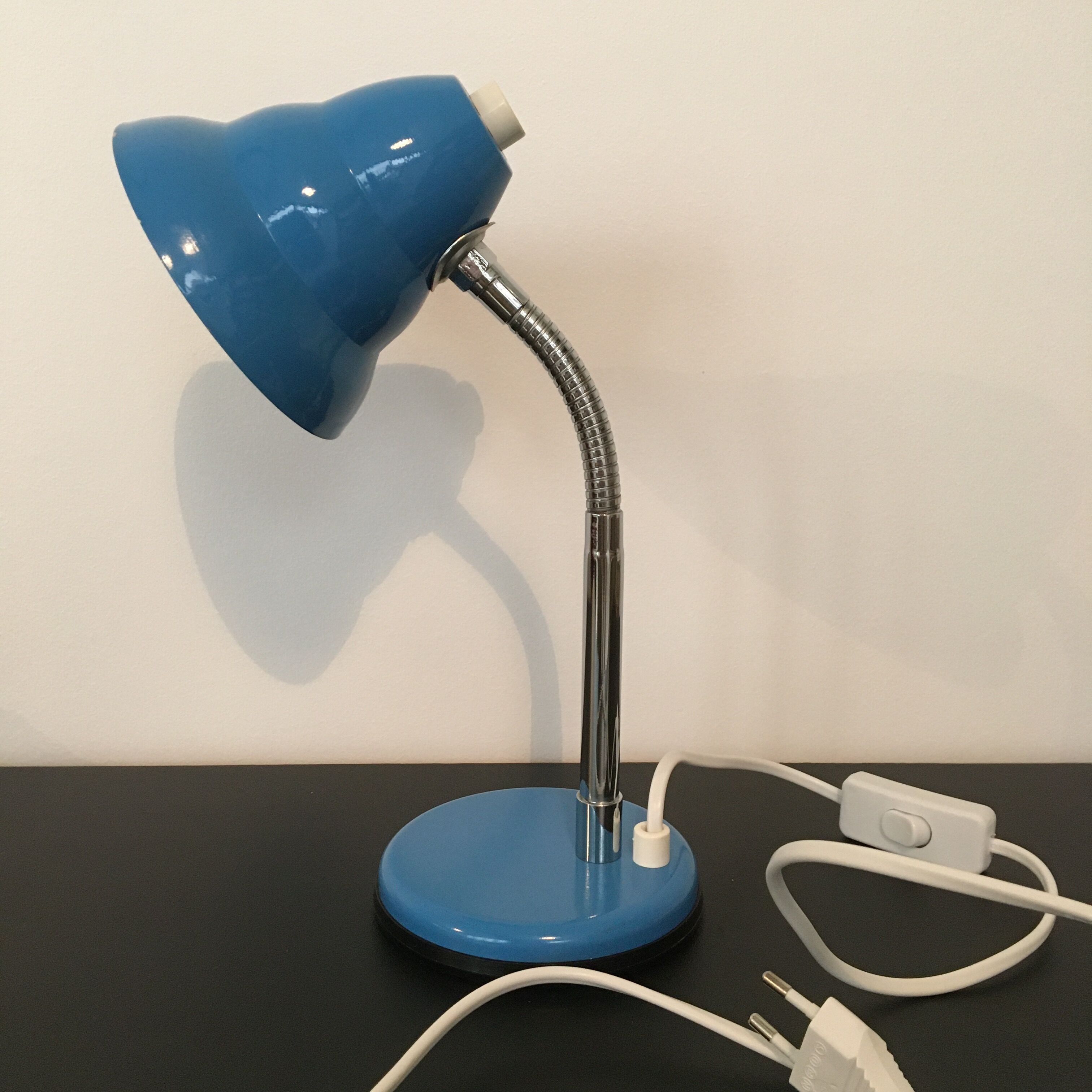 Blue flexible desk lamp