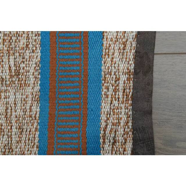 1970s Vintage Turkish Oushak Handmade Wool Cotton Blue Runner Rug  73x131