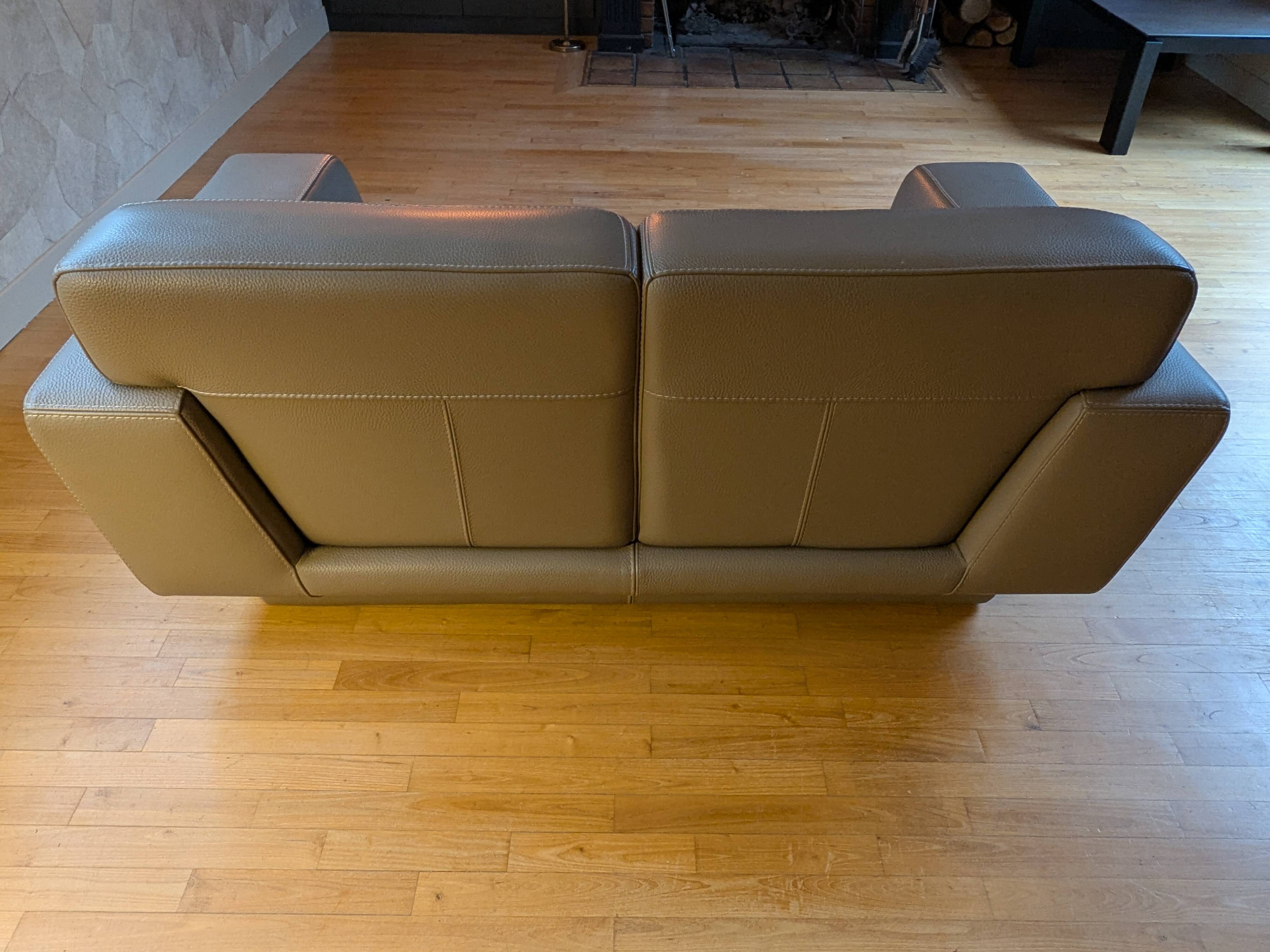 Grey leather sofa Rochebobois