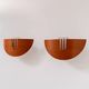 Pair of vintage wall lights in wood and glass, France 1970.