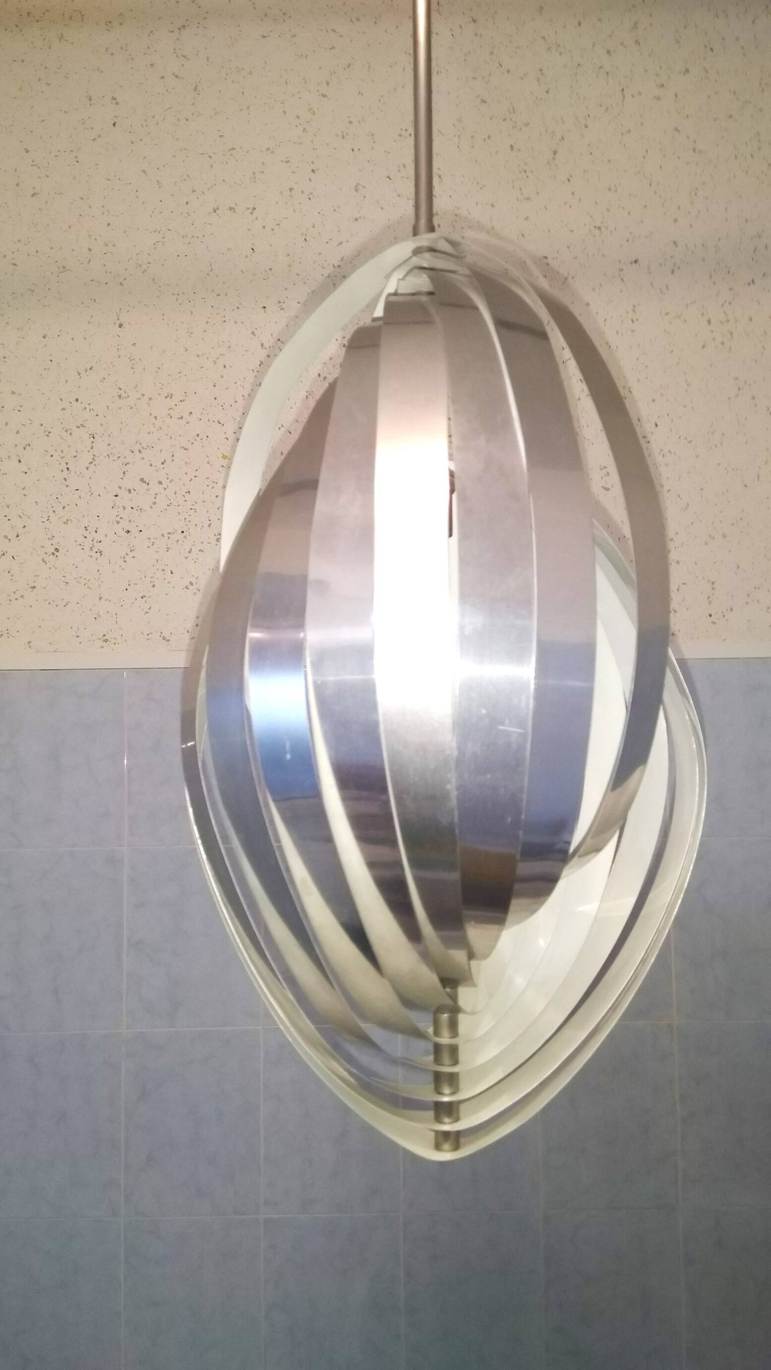 Suspension lustre spiral Henry Mathieu 1970 Space age helicoidal