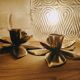 Duo of brass star candle holders