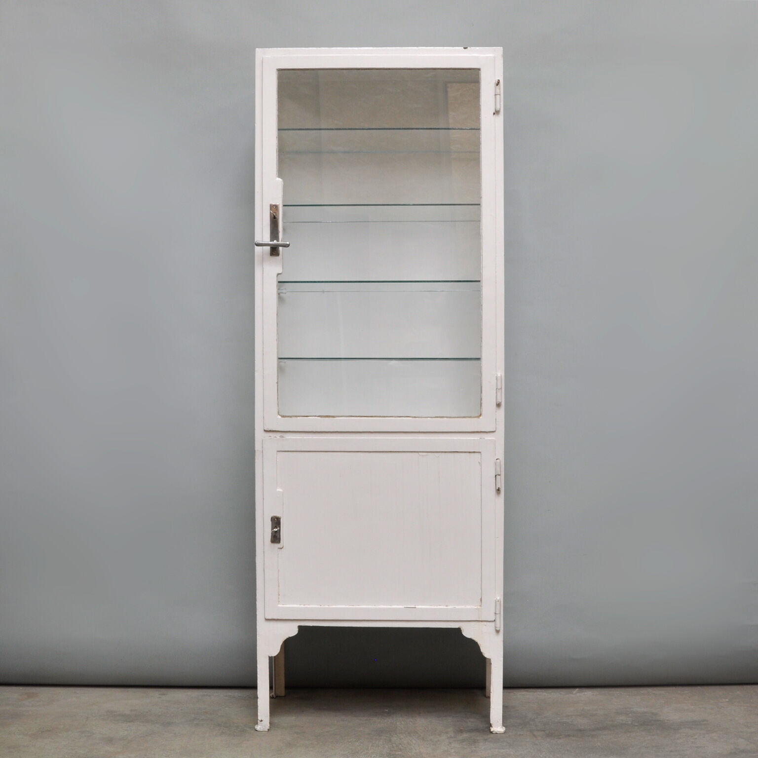 Vintage Iron and Glass Medicine Cabinet, 1940 s