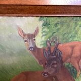 Animal painting deer doe oil on panel