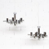 Pair of chandeliers from Sciolari 70 years chrome steel