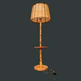 Louis Sognot vintage bamboo rattan floor lamp