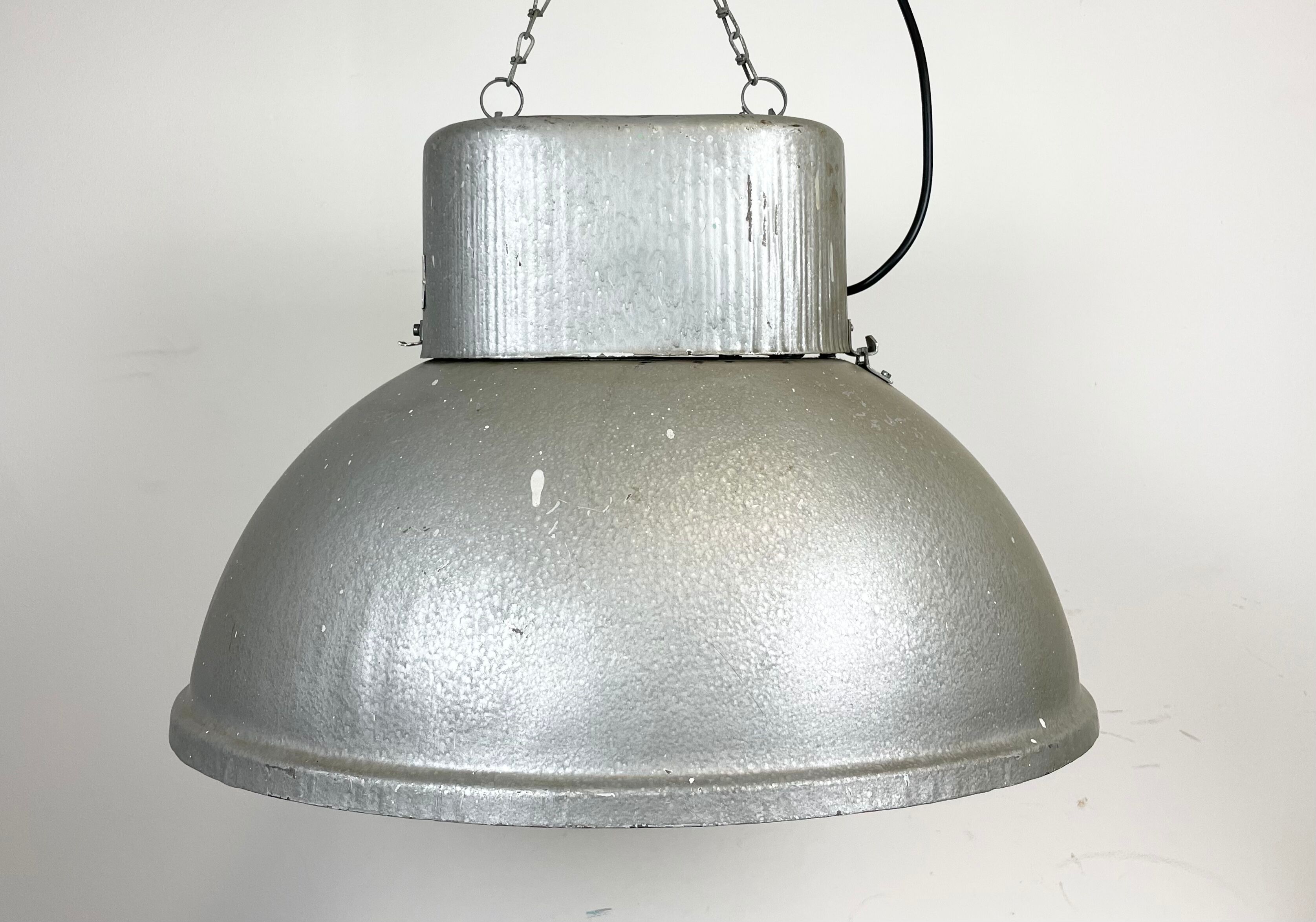 Oval industrial polish factory pendant lamp from mesko, 1970s
