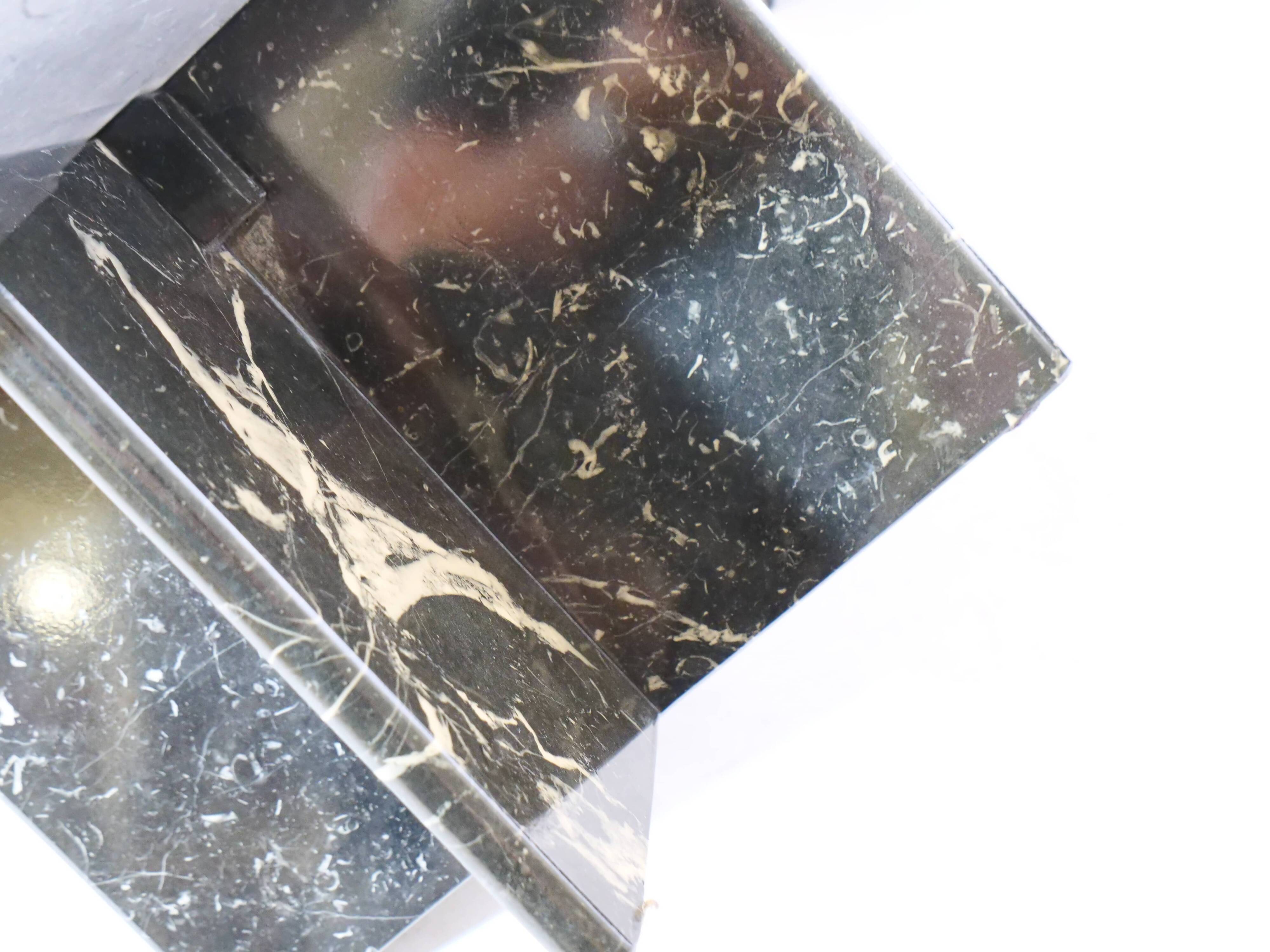 Postmodern marble nesting tables Italy, set of 3, 80s 90s