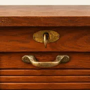 Classic curtain cabinet in solid oak and brass – Office 1900