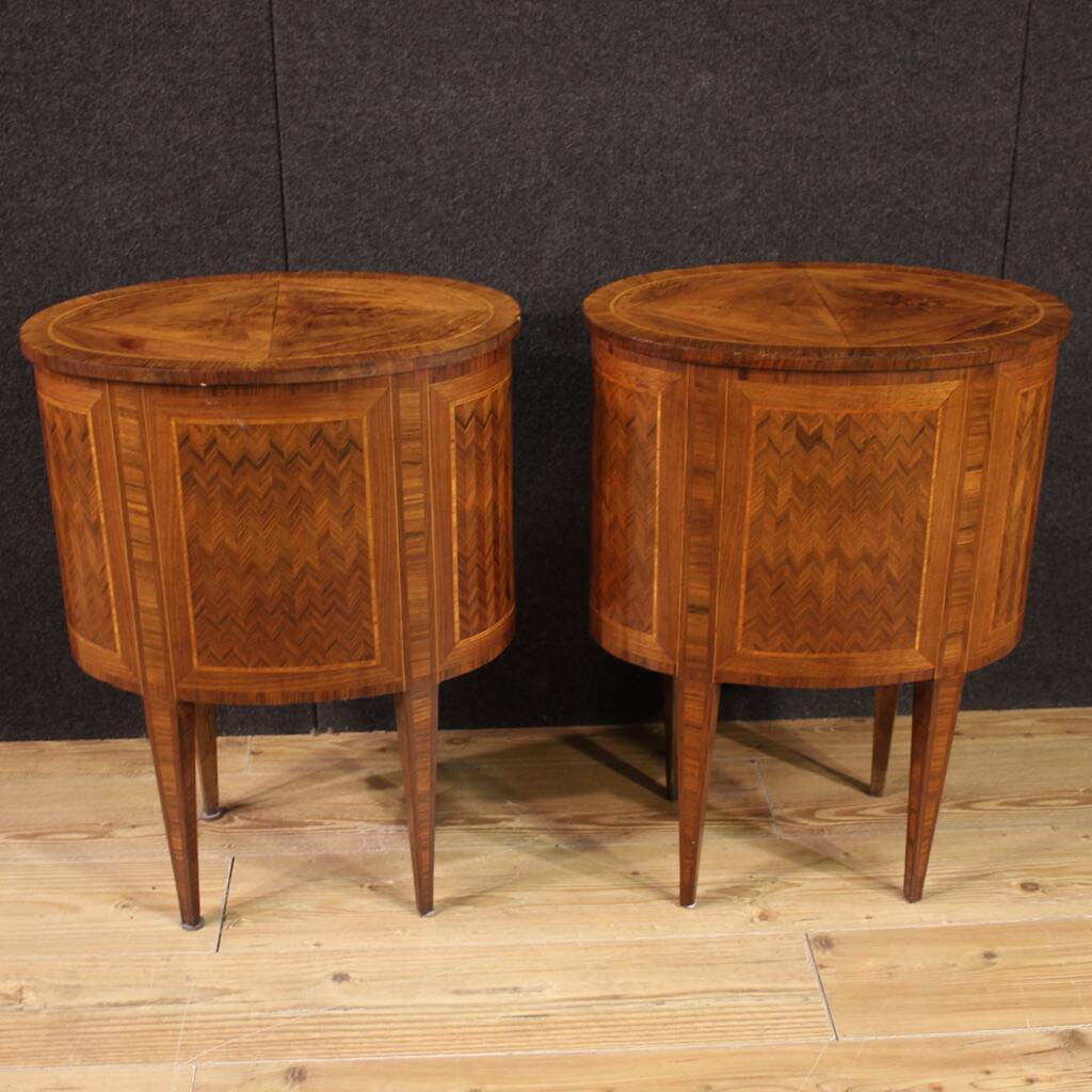 Pair of 20th-century Italian inlaid bedside tables
