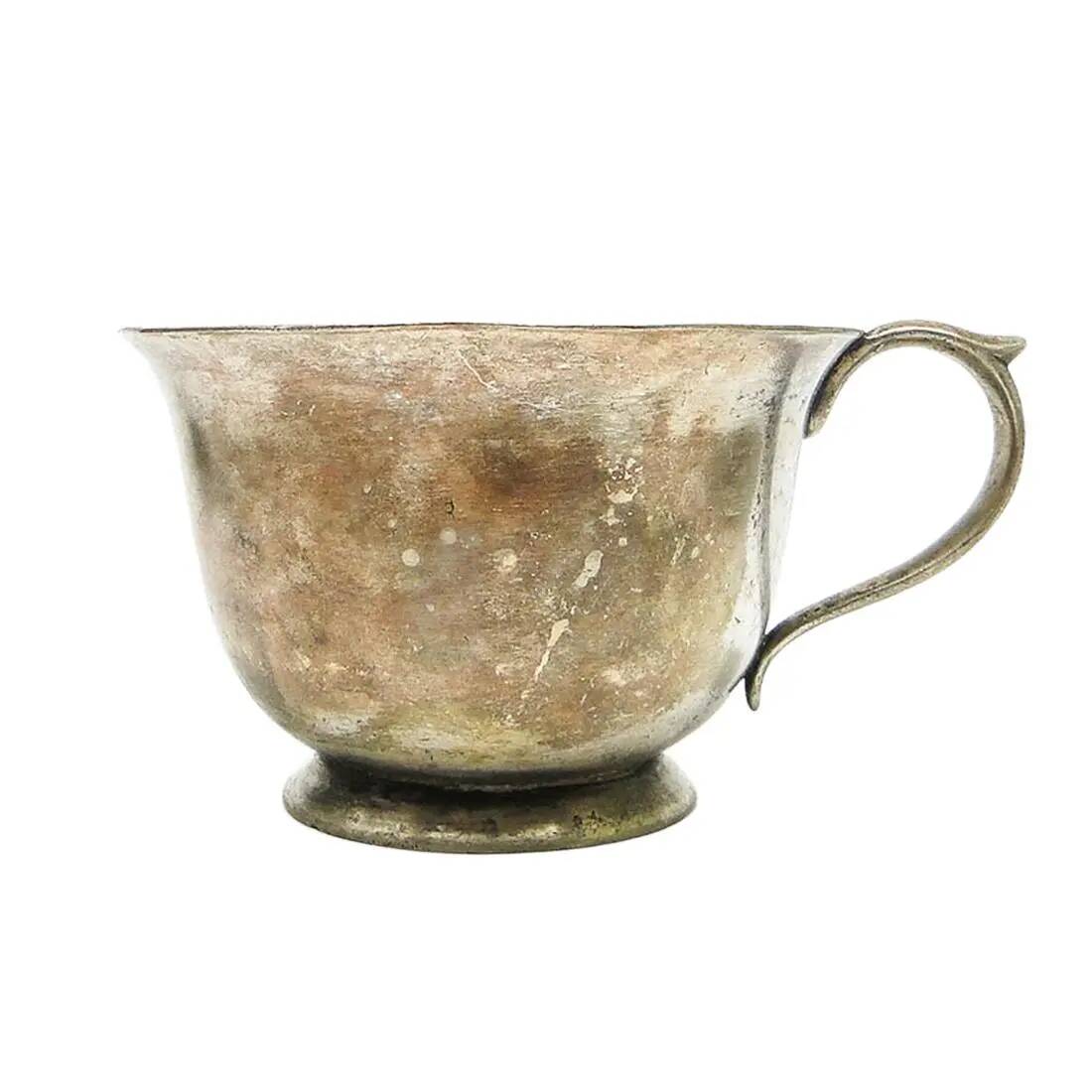 Art Deco bouillon cup, silver-plated brass, Norblin, Poland, 1930s