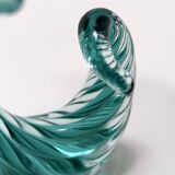 Teal Murano Glass Cornucopia Vase by Archimede Seguso, Italy