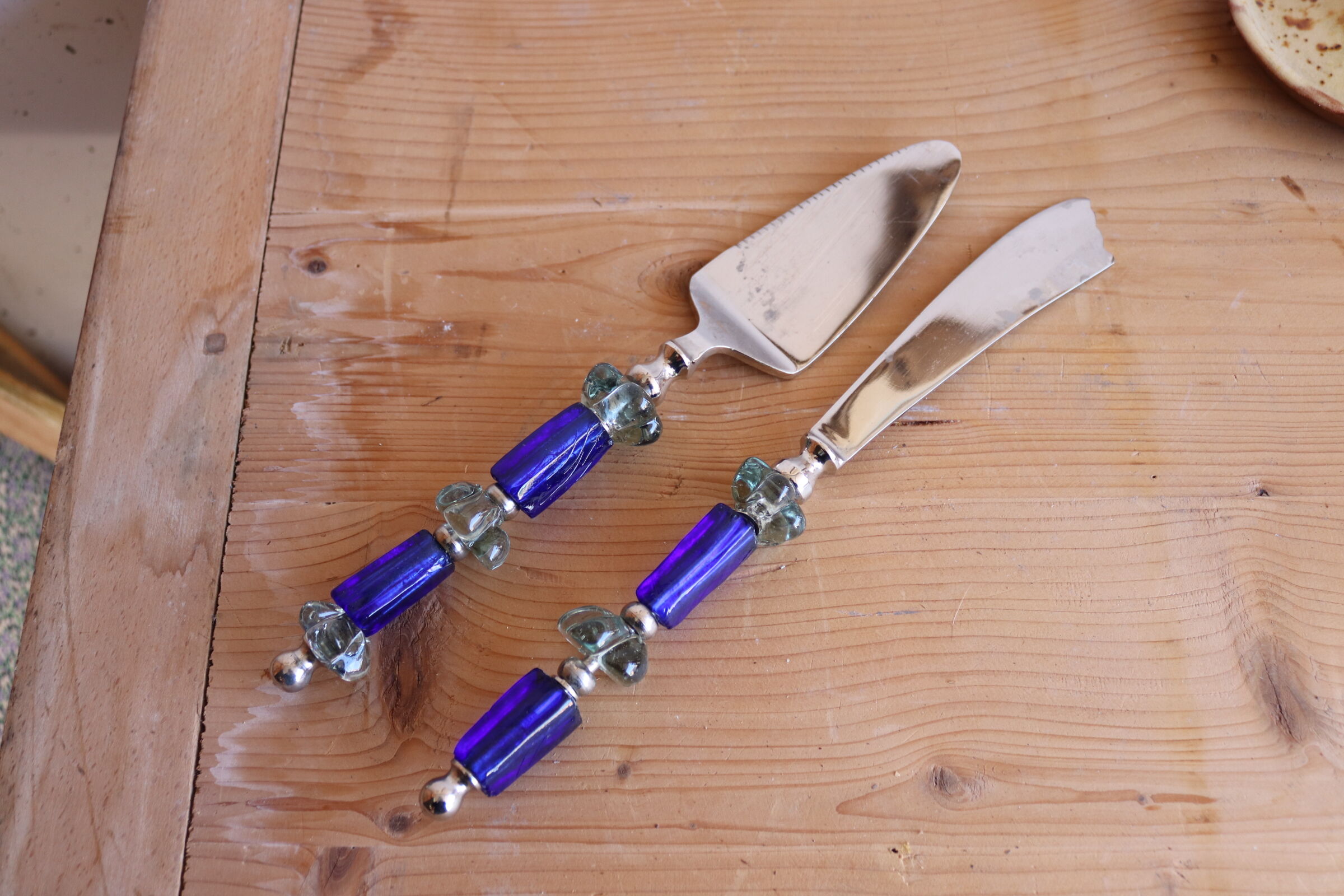 Italian blue glass service set.