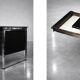 Vintage Mid-Century Danish Modern Minimalist Black Oak Desk with Chrome Base
