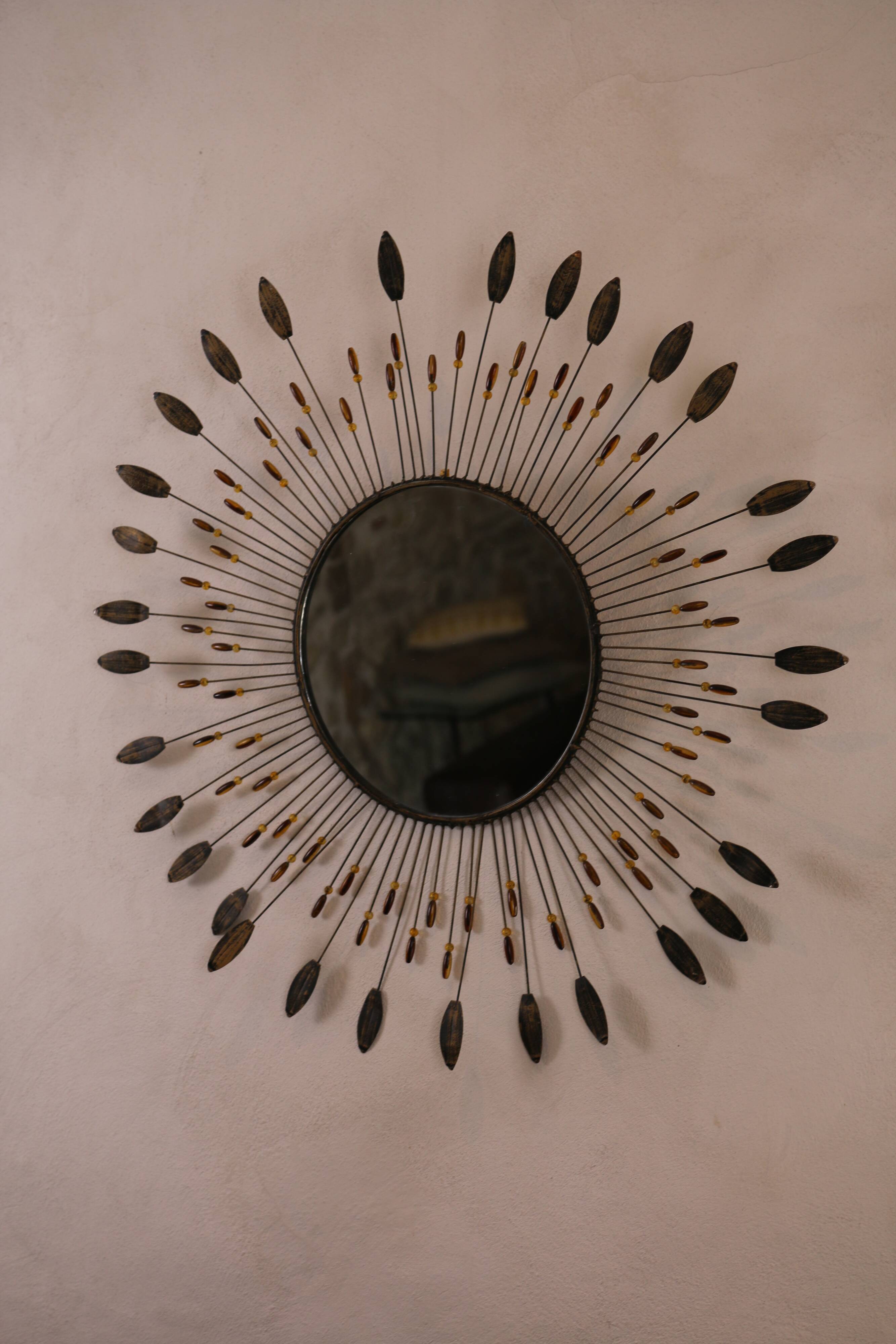 Vintage metal sun mirror, 1970s-1980s