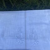 Monogrammed linen sheet JB